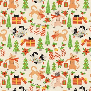 Cat Fabric - Christmas Friends Christmas Cats Paintbrush Studio (120-23146) - Sold by the Yard