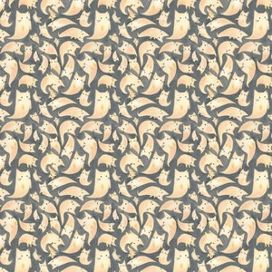 Cat Fabric - Meowloween Ghost Kitties Ash Halloween Dear Stella (DLW2849) - Sold by the Yard
