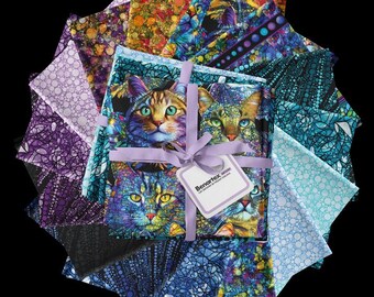 Fat Quarter Bundle - Cat Artistry Peggy Collins Benartex 15 FQs (FQCARPK)