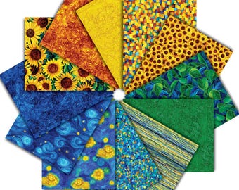 Fat Quarter Bundle - Sunflower Symphony Timeless Treasures Chong-A Hwang 12 FQs