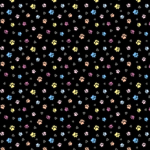 Cat Fabric - Just Purrfect Pretty Cat Paws Black Timeless Treasures (Cat-CD2748) - Sold by the Yard