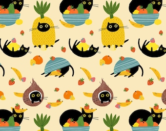 Cat Fabric - Furruit Cocktail Avocatos Cats Mimosa Dear Stella (DLW3326) - Sold by the Yard