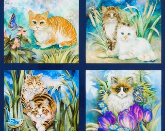 Kattenstof - Be Pawsitive Panel Robert Kaufman Fabrics (ABKD-18346-238) - Verkocht per panel