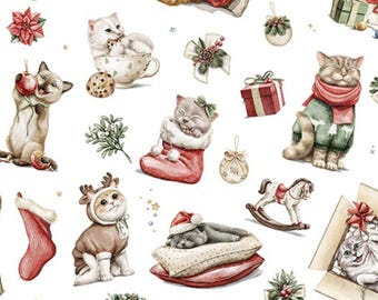Cat Fabric - Cuddle® Minky Jingle Paws Shannon Fabrics (dcjinglepawsmulti) - Sold by the YARD