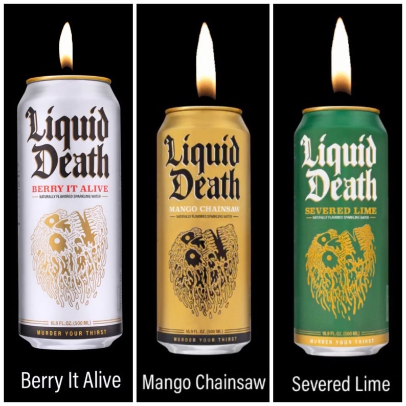 Liquid Death Mountain Water Sparkling & Still Water Can Candle 16oz Scented As Flavored