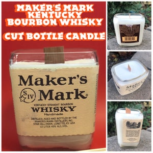 Maker’s Mark Bourbon Whisky | Cut Bottle Candle-Bottleneck Shot Glasses-Bottle Pump Dispenser-Gift Set(s)