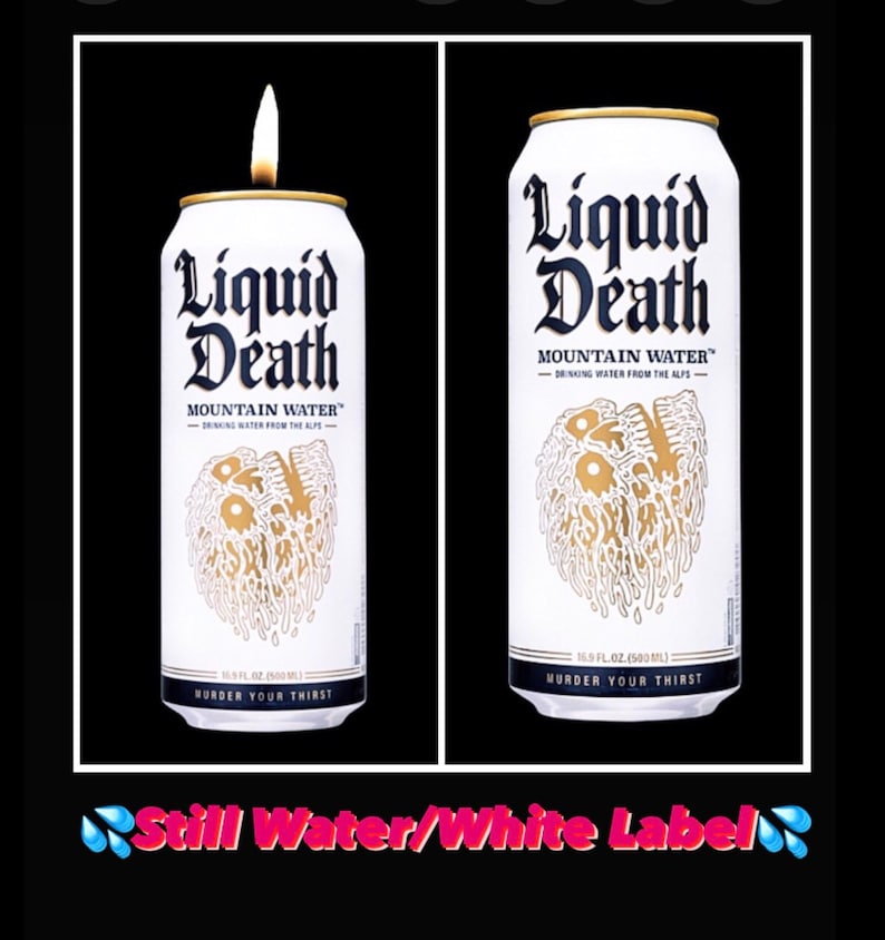 Liquid Death Mountain Water Sparkling & Still Water Can Candle 16oz Still (White Can)