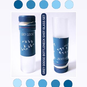 Grey Goose French Imported Vodka | Cut Bottleneck Shot Glass Set | Vodka Shots Gift Set | | Gift Set of 2 Bottleneck Shot Glasses