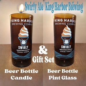 Swirly Ale - King Harbor Brewing Company | Beer Bottle Pint Glass or Beer Bottle Candle | Craft Beer Gift - Limited Release Craft Beer Gift