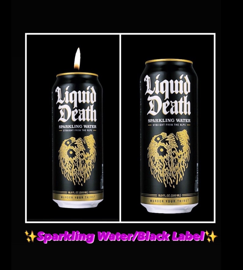 Liquid Death Mountain Water Sparkling & Still Water Can Candle 16oz Sparkling Black Can