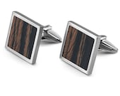 Real Wood Cufflinks Ebony Handmade in San Francisco, wooden cufflinks, gift for dad, groomsmen gifts, accessories, gift for him C-603/00/XV