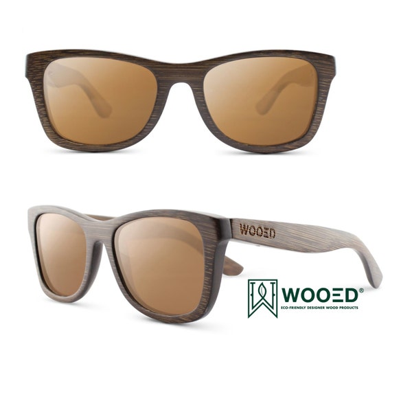 Personalized Wood Sunglasses WOOED Vintage Pacific | Understated Brown Wooden Sunglasses, Polarized Sunglasses, Wayfarer BM4002 Personalized