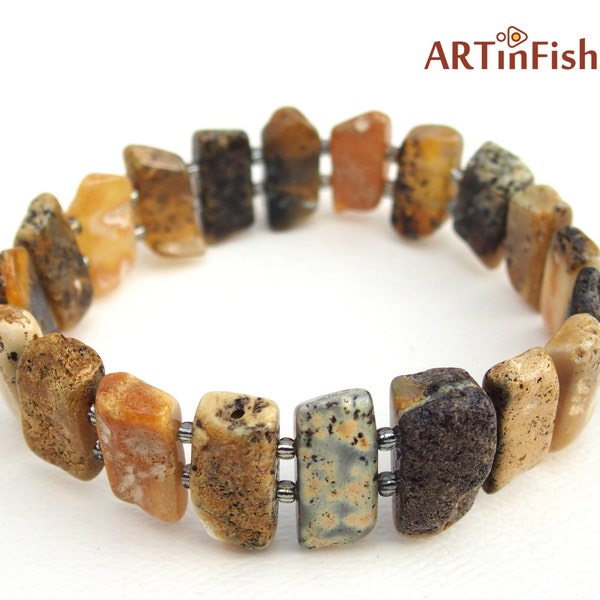Genuine Baltic Amber BRACELET. 100% natural beads. Adult size on elastic.