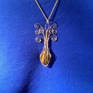 Gold Wire Wrapped Beachwood Pendant image 1