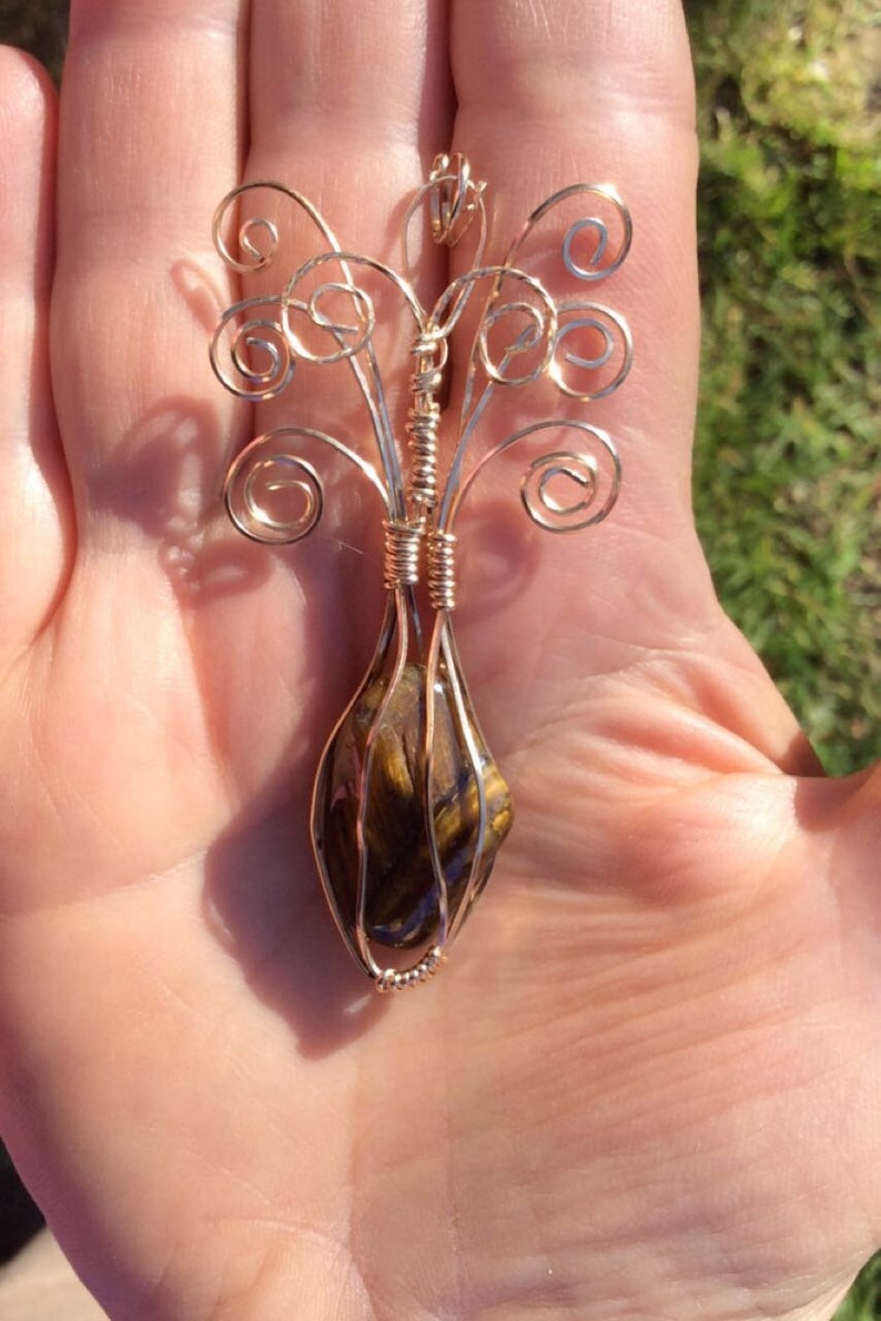 Gold Wire Wrapped Beachwood Pendant image 2