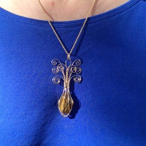 Gold Wire Wrapped Beachwood Pendant image 3