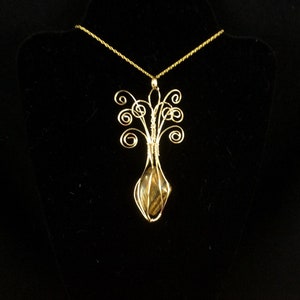 Gold Wire Wrapped Beachwood Pendant image 4