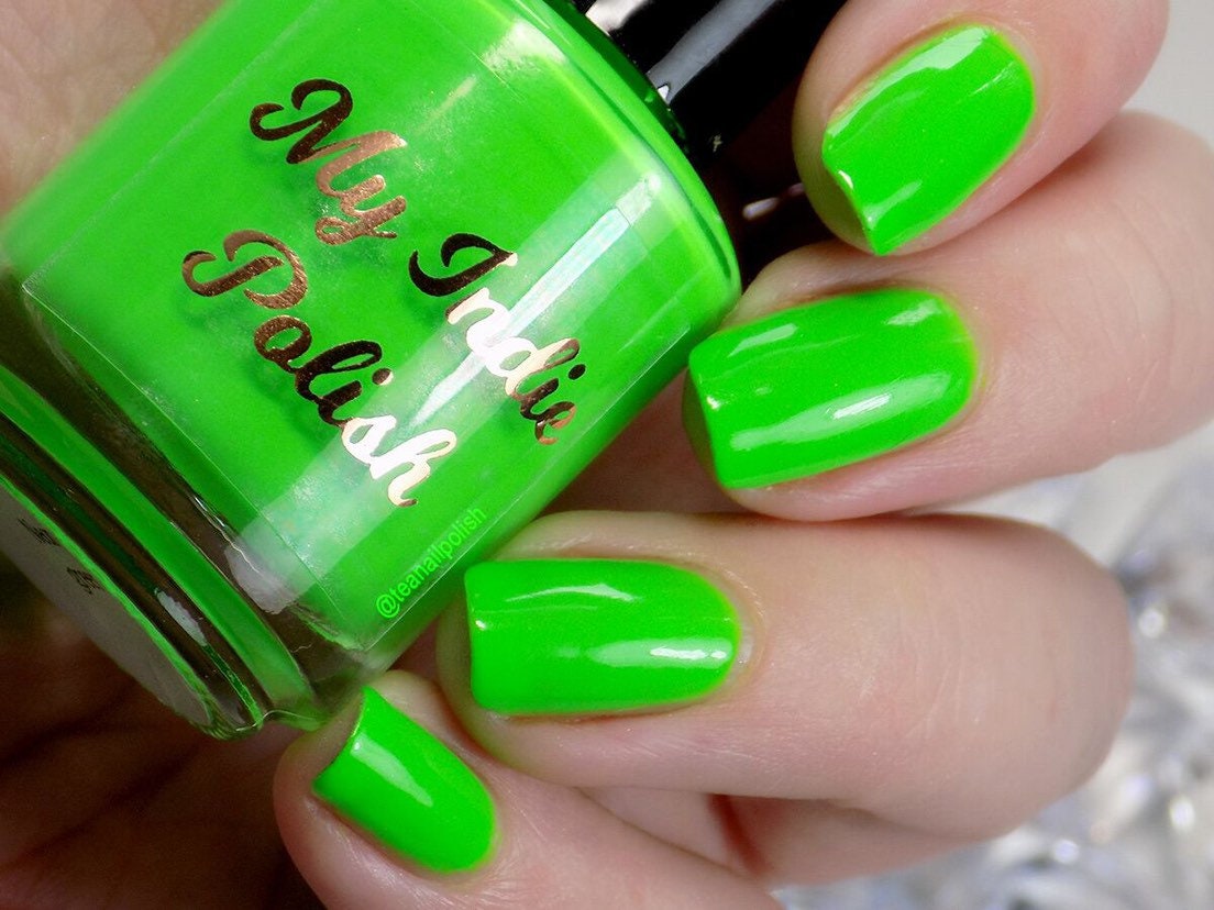 10. Neon Green and Red Polka Dot Nail Design - wide 4