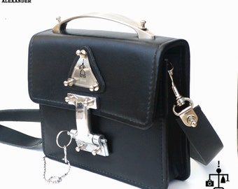 Hi Tek ALEXANDER  leather cross body bag medium size unusual unique woman handbag