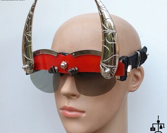 10/% OFF Hi Tek Alexander handmade futuristic halloween steampunk unusual party cosplay cyber wave unisex gothic party wings eyewear mask