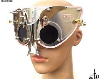 10/% OFF Hi Tek Alexander handmade futuristic halloween steampunk unusual party cosplay cyber wave unisex gothic party wings eyewear mask