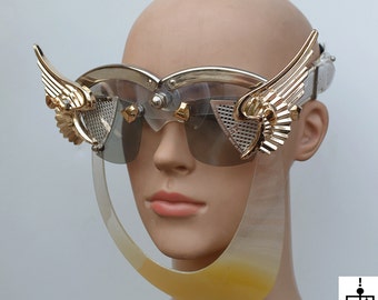 10/% OFF Hi Tek Alexander handmade futuristic halloween steampunk unusual party cosplay cyber wave unisex gothic party wings eyewear mask