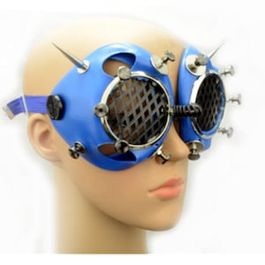 Hi Tek Alexander handmade futuristic modern steampunk fallout cosplay cyberpunk gothic fashion stylist spiky unusual eyewear mask costume image 4