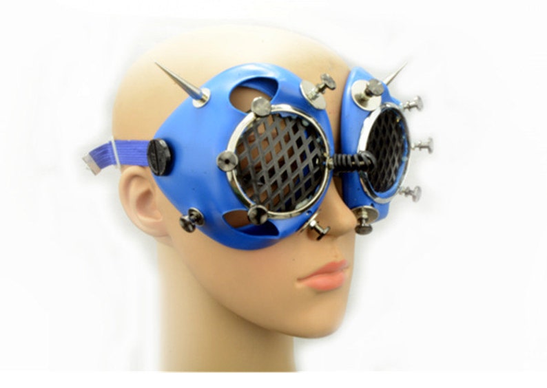 Hi Tek Alexander handmade futuristic modern steampunk fallout cosplay cyberpunk gothic fashion stylist spiky unusual eyewear mask costume image 4