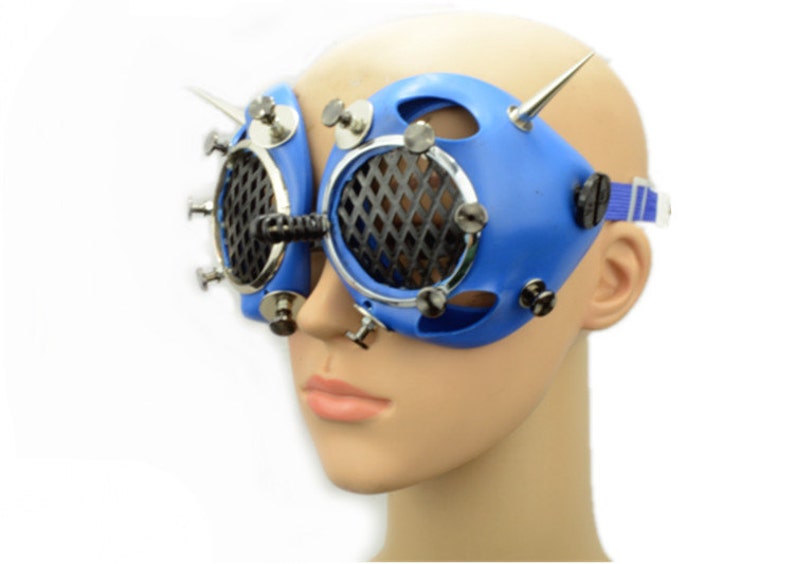 Hi Tek Alexander handmade futuristic modern steampunk fallout cosplay cyberpunk gothic fashion stylist spiky unusual eyewear mask costume image 3