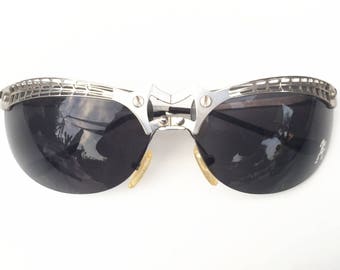 Steampunk Sunglasses: Silver Metal Goth Style Wearable Art