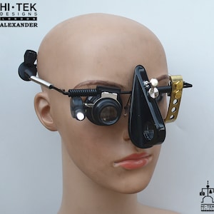 Hallo Engelflügel Tek Alexander handgemachte futuristische moderne Steampunk Transformator Cosplay Cyberpunk Kostüm Künstler gotischen ungewöhnliche Brillen Maske