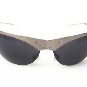 Steampunk sunglasses silver metal Goth style unusual unique industrial design wearable art stainless steel frame unusual wen&#39;s goggle