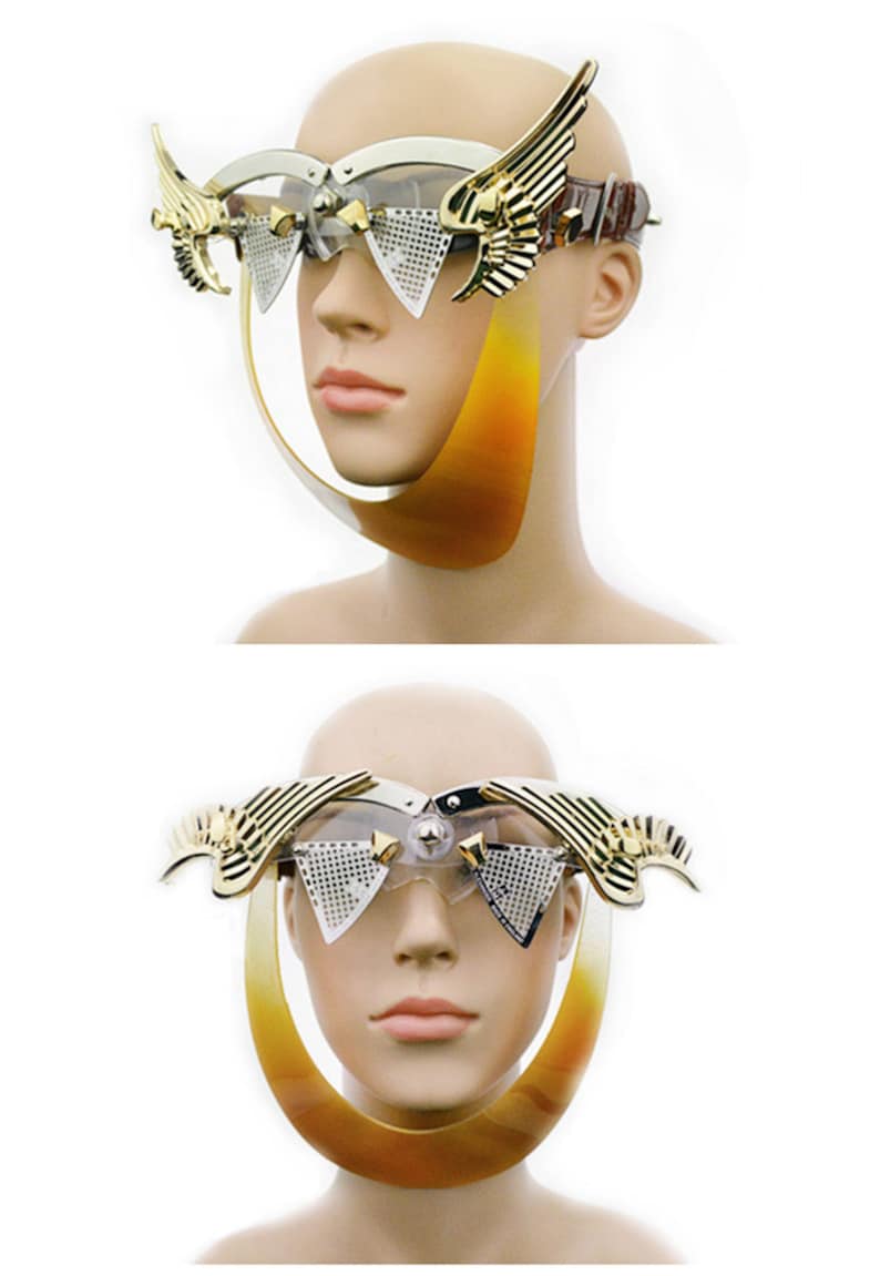 10/% OFF Hi Tek Alexander handmade futuristic halloween steampunk unusual party cosplay cyber wave unisex gothic party wings eyewear mask