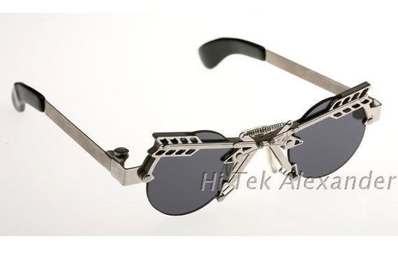 round sunglasses Steampunk silver metal Goth styl… - image 1