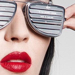 Hi Tek Alexander unisex oblong futuristic Steampunk goth sunglasses metal frame UV400 spring temple flat smoke lenses metal lenses aviator