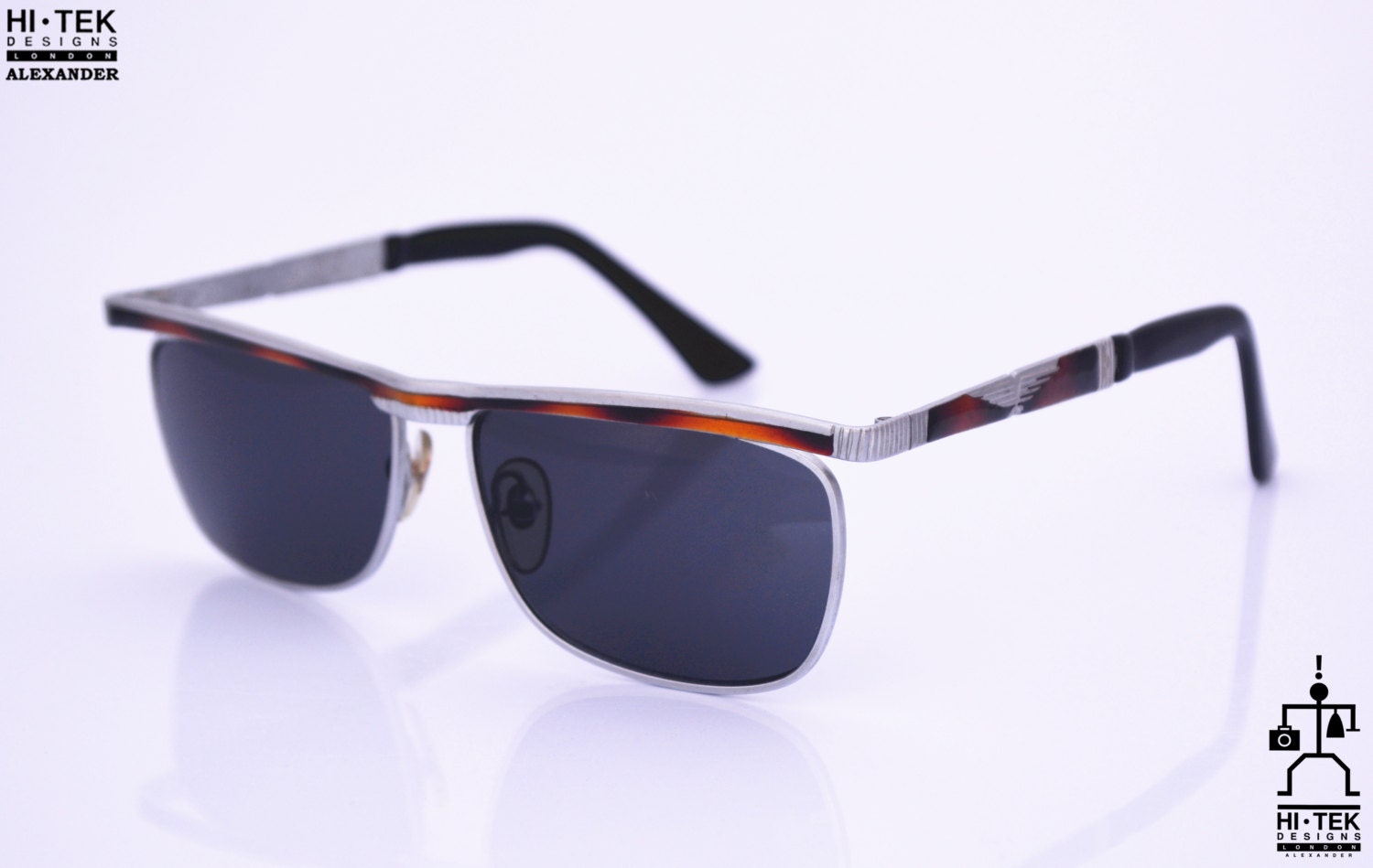 Hi Tek Alexander Square Metal Steampunk Wayfarer 80's Men
