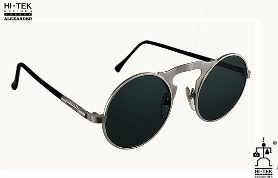 Hi Tek Alexander Unisex Round Futuristic Steampunk Goth Sunglasses 