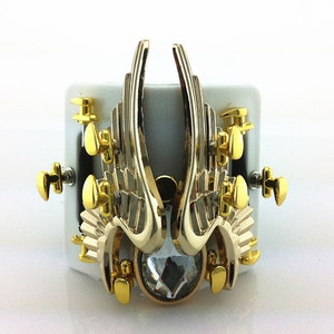 Hi Tek  Alexander handmade  angle wing steampunk jewelry cuff bracelet
