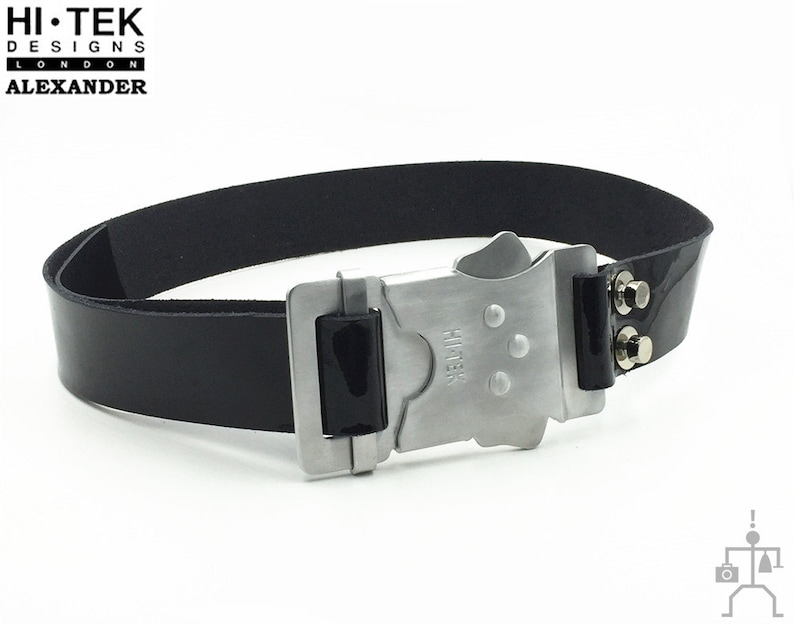HI Tek black leather DR.WHO belt Asylum of the Daleks aluminum buckle syberpunk goth futuric unique original Oswin Oswald belt cosplay
