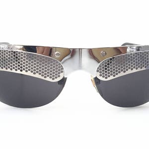 Steampunk sunglasses silver metal Goth style unusual unique industrial design wearable art stainless steel frame unusual wen&#39;s goggle