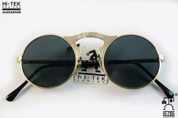 Hi Tek Alexander Unisex Round Futuristic Steampunk Goth Sunglasses 