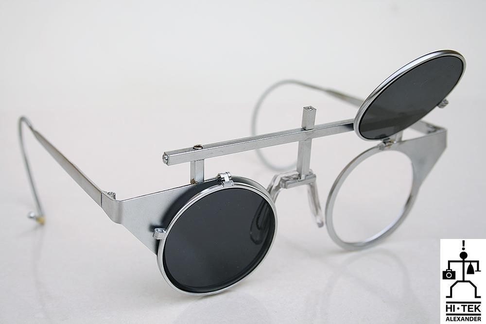 Hi Tek Alexander Round Sunglasses Steampunk Goggles Unisex Flip up 