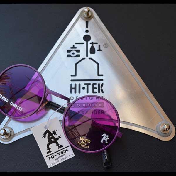 Hi Tek Alexander mowen peint violet rond monture en métal John Lennon style lunettes violettes lentille rétro vintage UV400 branches de printemps