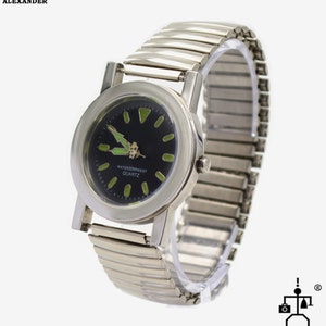 Ciao Tek in pelle nera goth steampunk retrò futuristico insolito unisex orologio da polso cinturino di cuoio di caso in acciaio inox