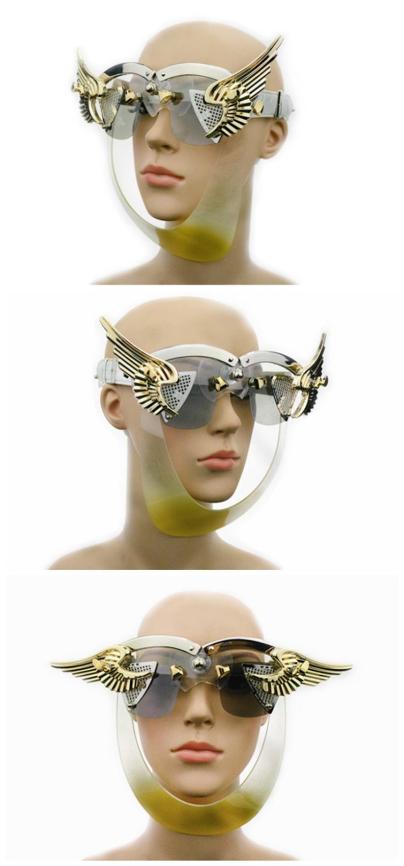 10/% OFF Hi Tek Alexander handmade futuristic halloween steampunk unusual party cosplay cyber wave unisex gothic party wings eyewear mask