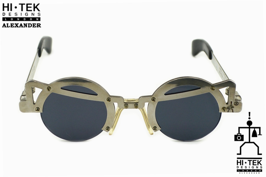 Round Steampunk Sunglasses: Silver Metal Goth Industrial Design - Etsy
