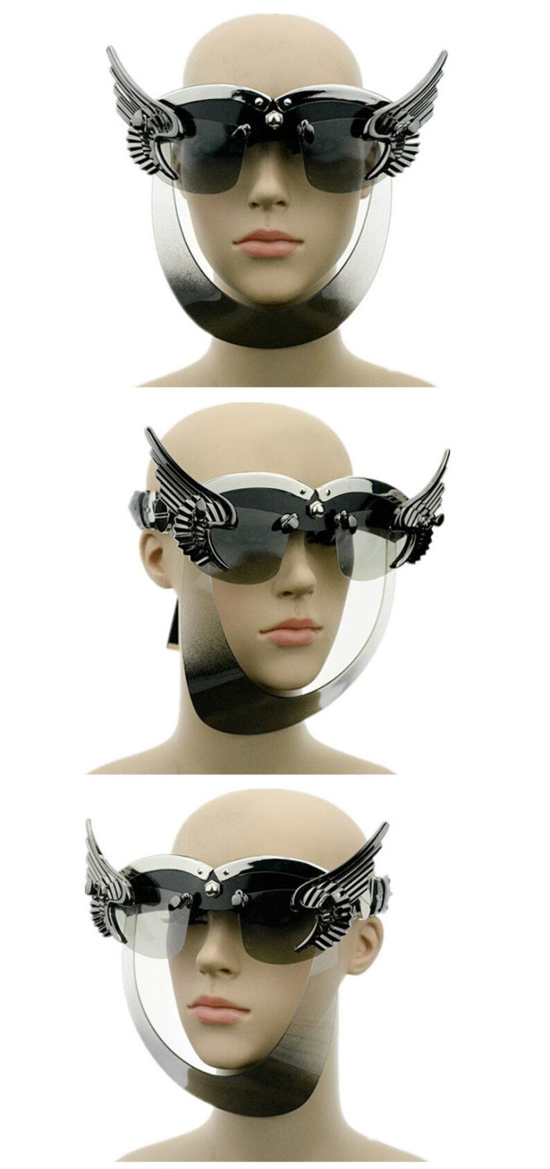 10/% OFF Hi Tek Alexander handmade futuristic halloween steampunk unusual party cosplay cyber wave unisex gothic party wings eyewear mask
