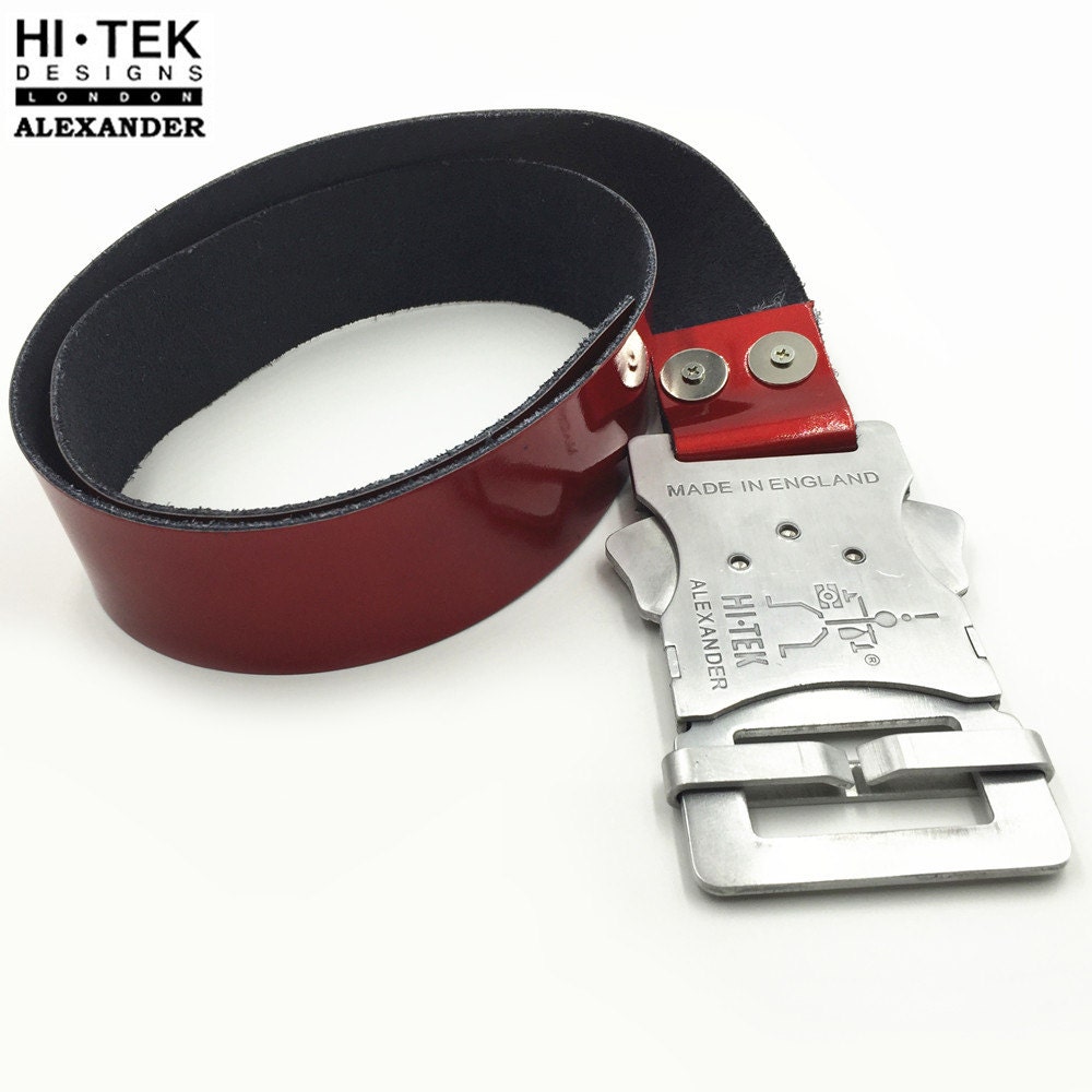 HI Tek Alexander Red Shiny Leather DR.WHO Belt With Aluminum