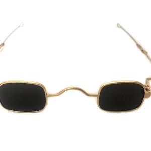 Hi Tek Alexander gold small square sunglasses spectacles retro Victorian adjustable temples Goth Steampunk Sherlock Holmes persona