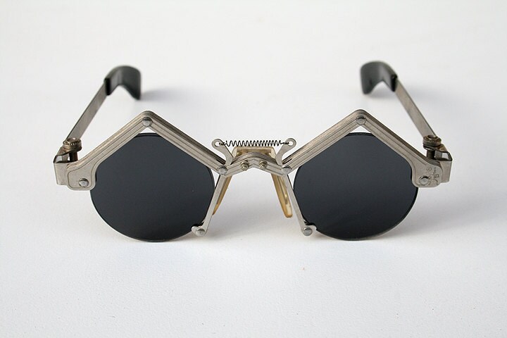 Steampunk Round Metal Sunglasses J-1 Industrial Top Bar Frame Silver Tone Frame il_340x270.2853505313_szc8.jpg main image 3